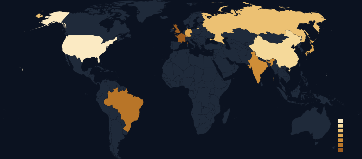 World choropleth — dark theme